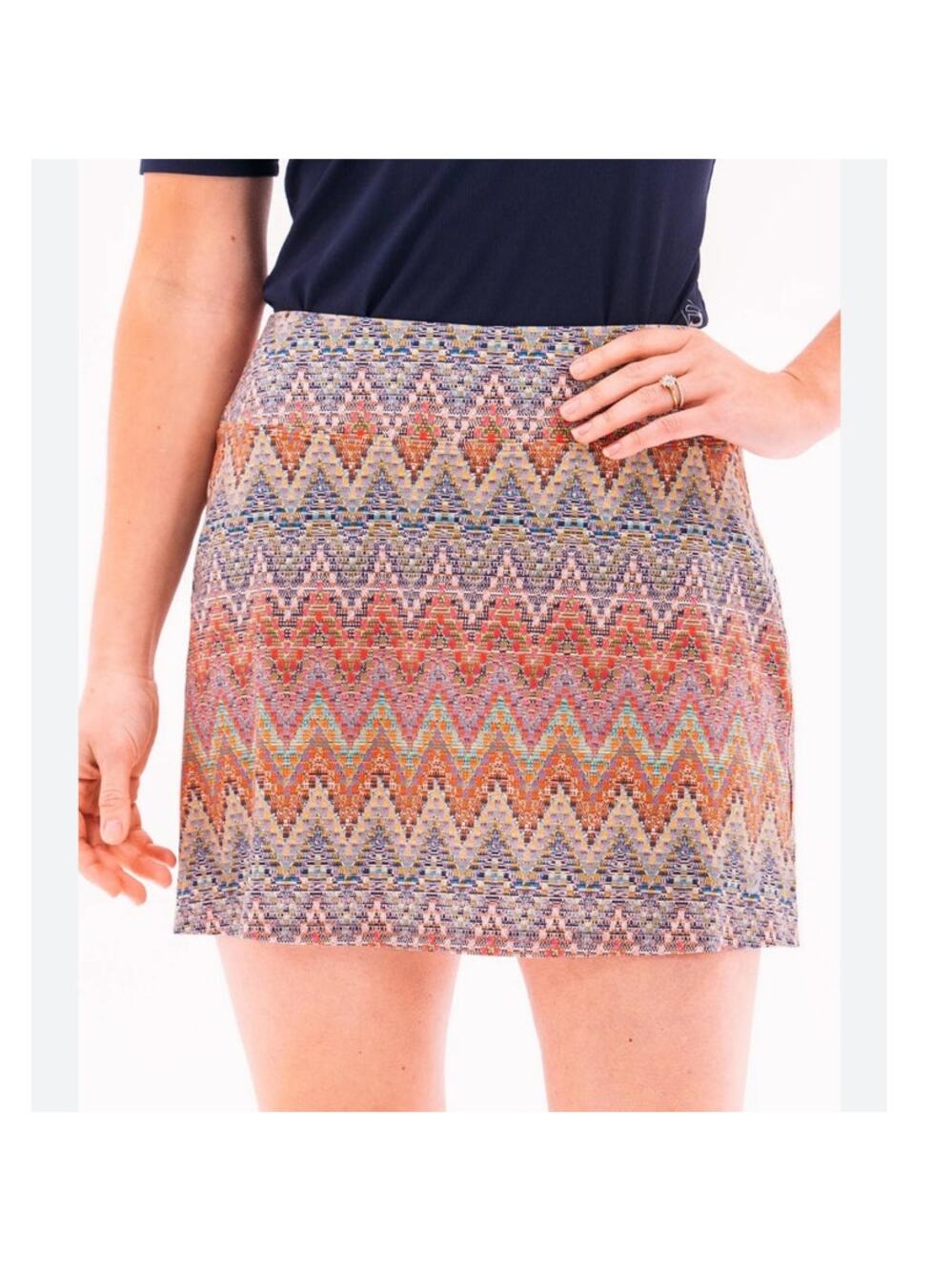 Foray Golf Skort Vibrant Color Zigzag Pattern Medium Pickleball Tennis Workout